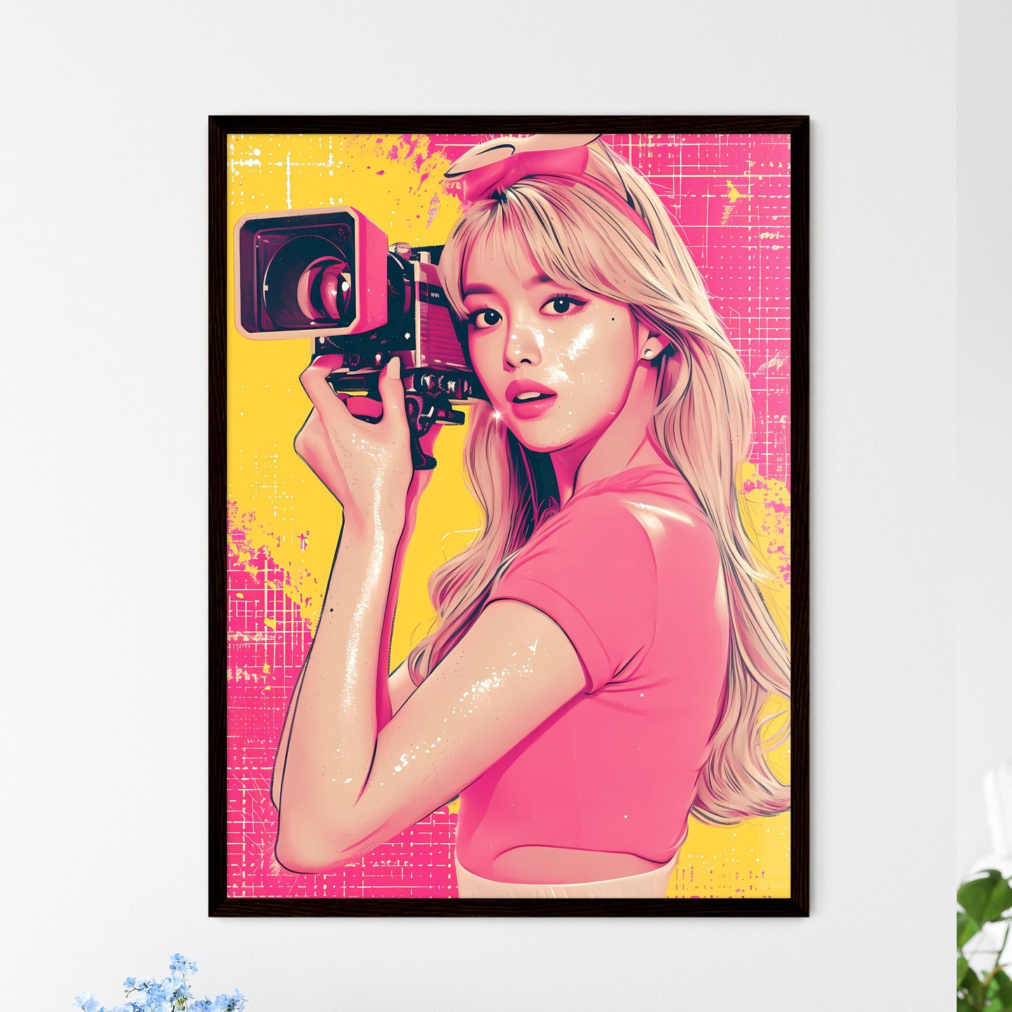 A trendy youtuber records a show - Art print - Framed Art Print