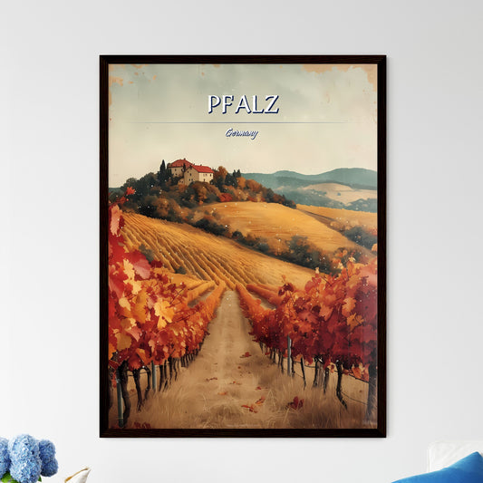 Pfalz, Germany - Art print of a vineyard with a house on top of it Default Title