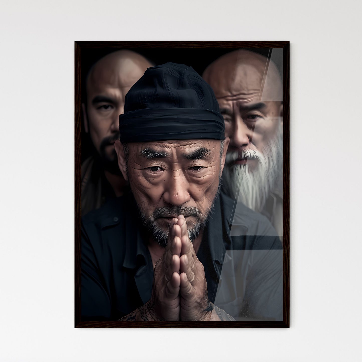 The religious trinity except with napoleon, clausewitz and Genghis Khan - Art print of a group of men with their hands together Default Title