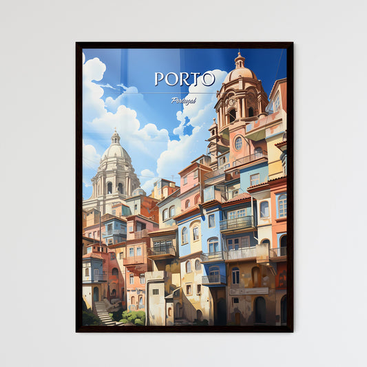Porto, Portugal - Art print of a group of buildings with a dome on the top Framed Art