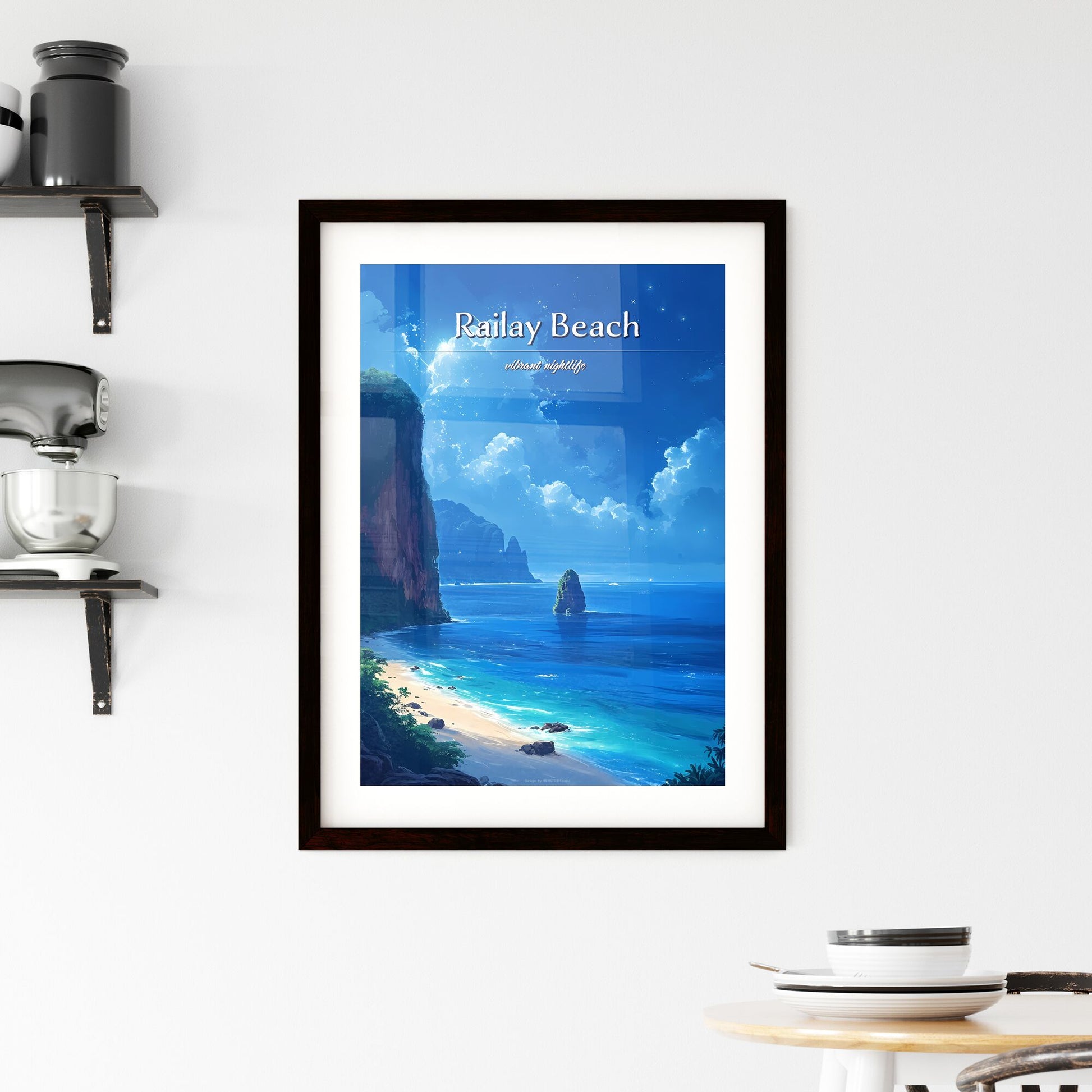 Railay Beach - Art print of a beach with rocks and water Default Title