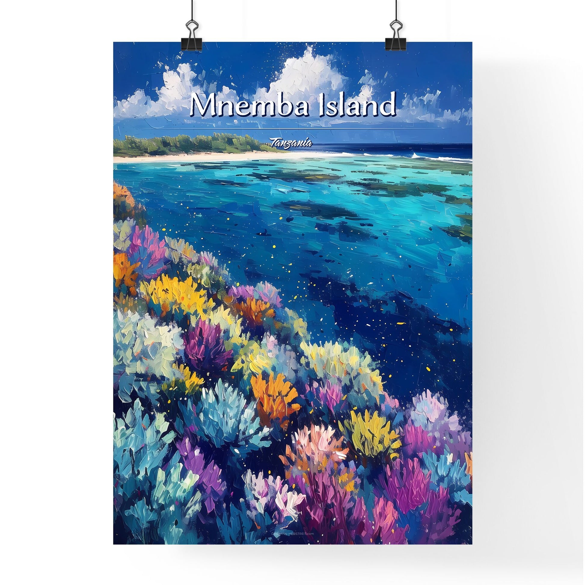 Mnemba Island, Tanzania - Art print of a colorful flowers on a beach Default Title