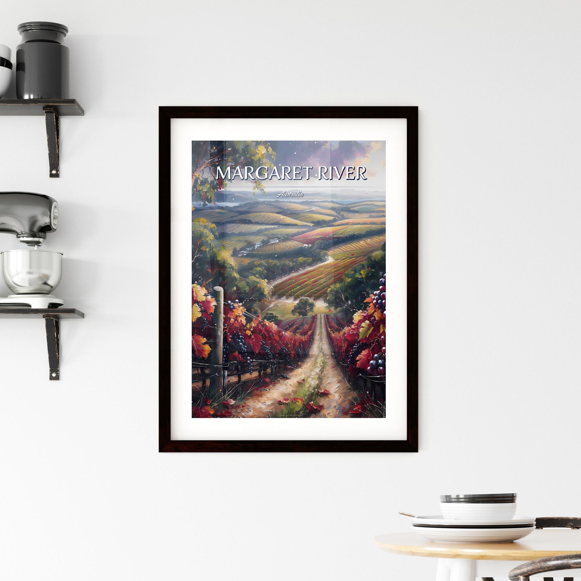 Margaret River, Australia - Art print of a painting of a vineyard Default Title