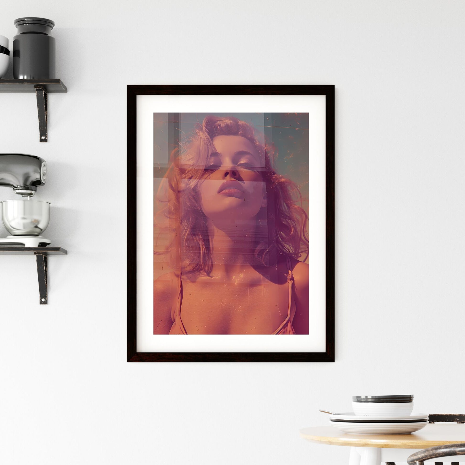A striking half-body portrait of Marilyn Monroe - Art print of a woman with blonde hair and pink lips Default Title