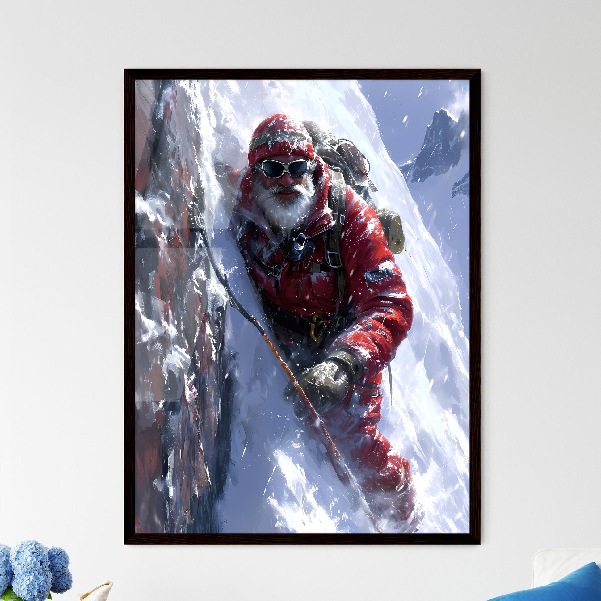 Red bearded man falls - Art print of a man c - Framed Art Print