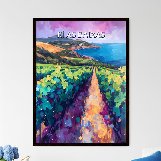 Rí­as Baixas, Spain - Art print of a painting of a vineyard by the ocean Default Title
