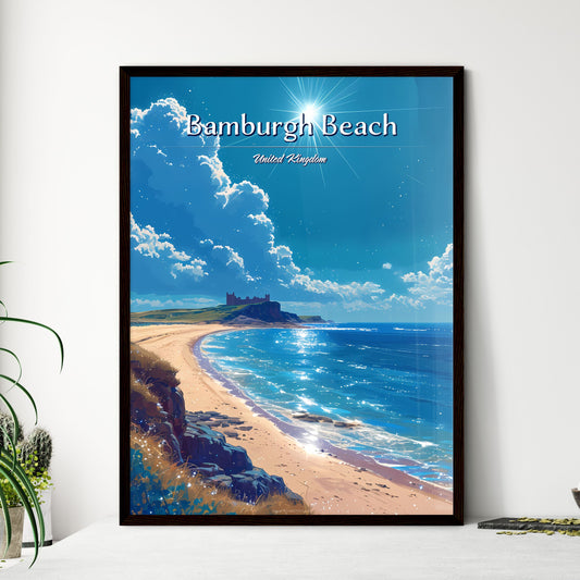 Bamburgh Beach, United Kingdom - Art print of a beach with a castle on the shore Default Title