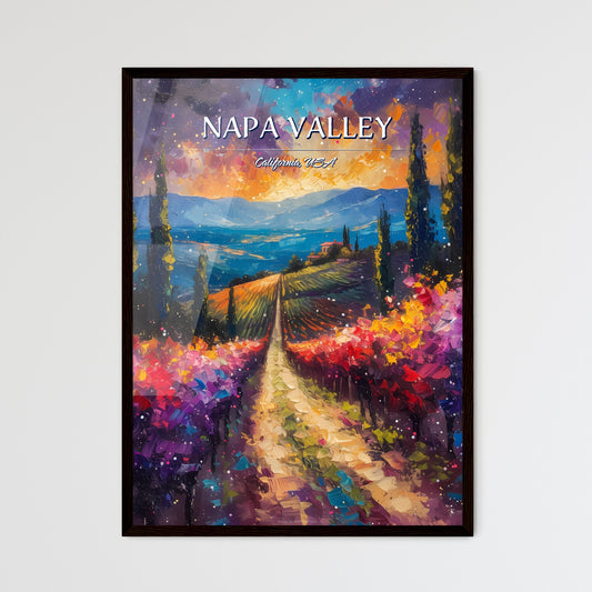 Napa Valley, USA, Situated in California - Art print of a painting of a road with flowers Default Title