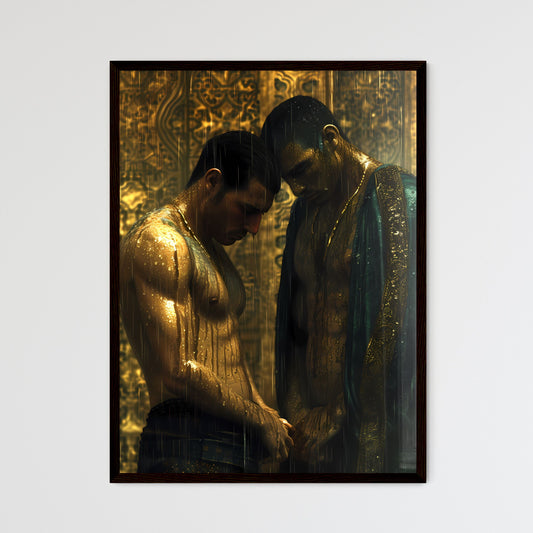 Two young man, Cain and Abel, praying to God in a sacred place - Art print of two men in wet clothes Default Title