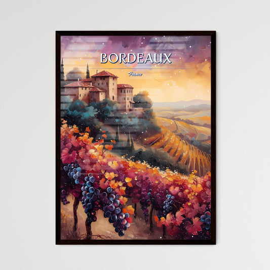 Bordeaux, France - Art print of a painting of a house on a hill with grapes Default Title