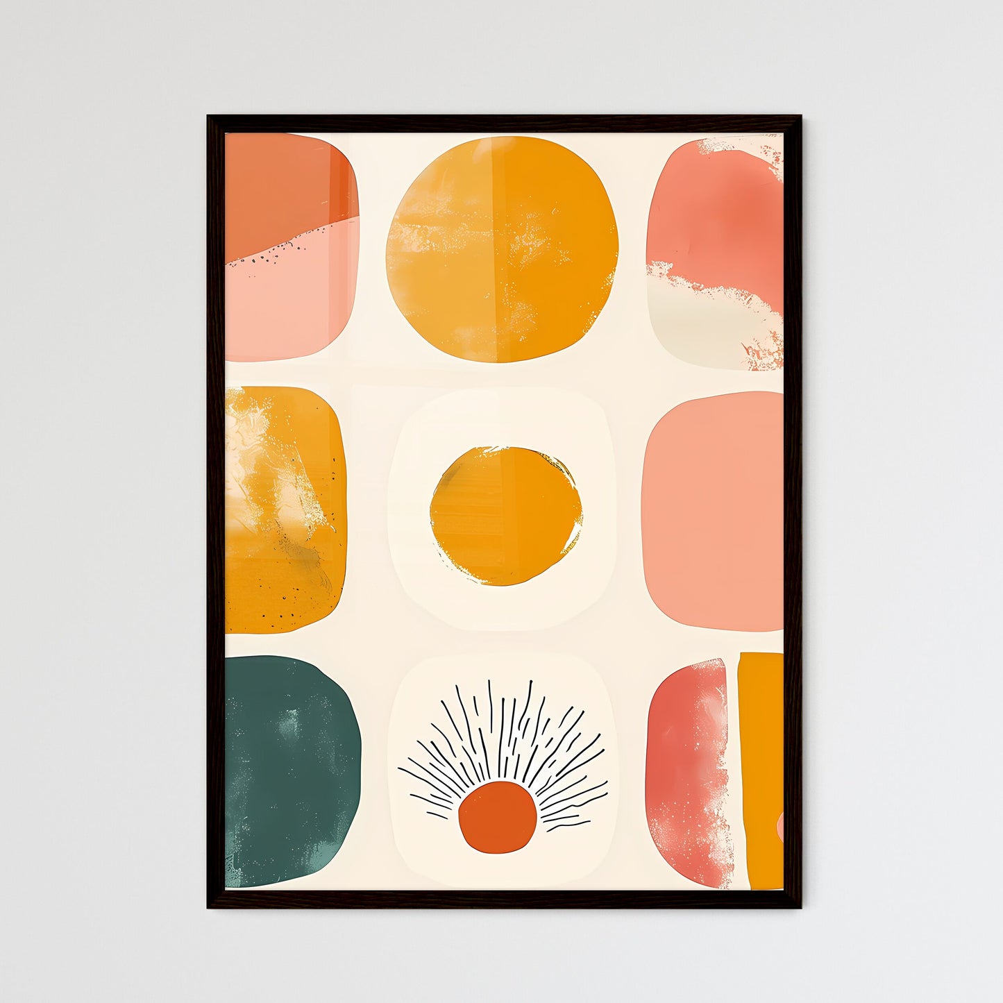 Small simple clipart set of 6 orange blush - - Framed Art Print