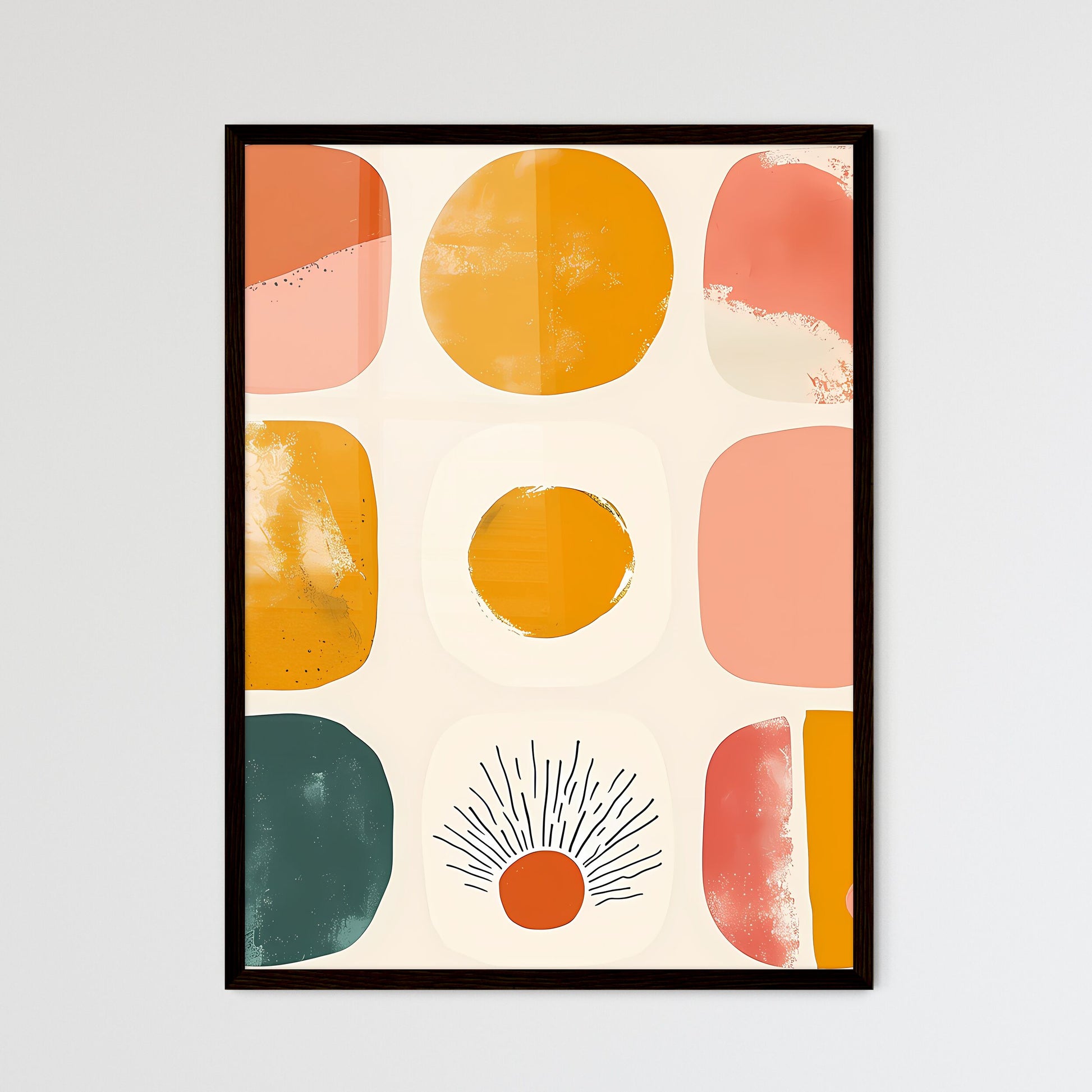 Small simple clipart set of 6 orange blush - - Framed Art Print