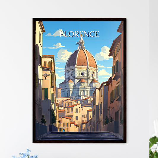 Florence, Italy - Art print of a building with a dome in the middle of a city Framed Art