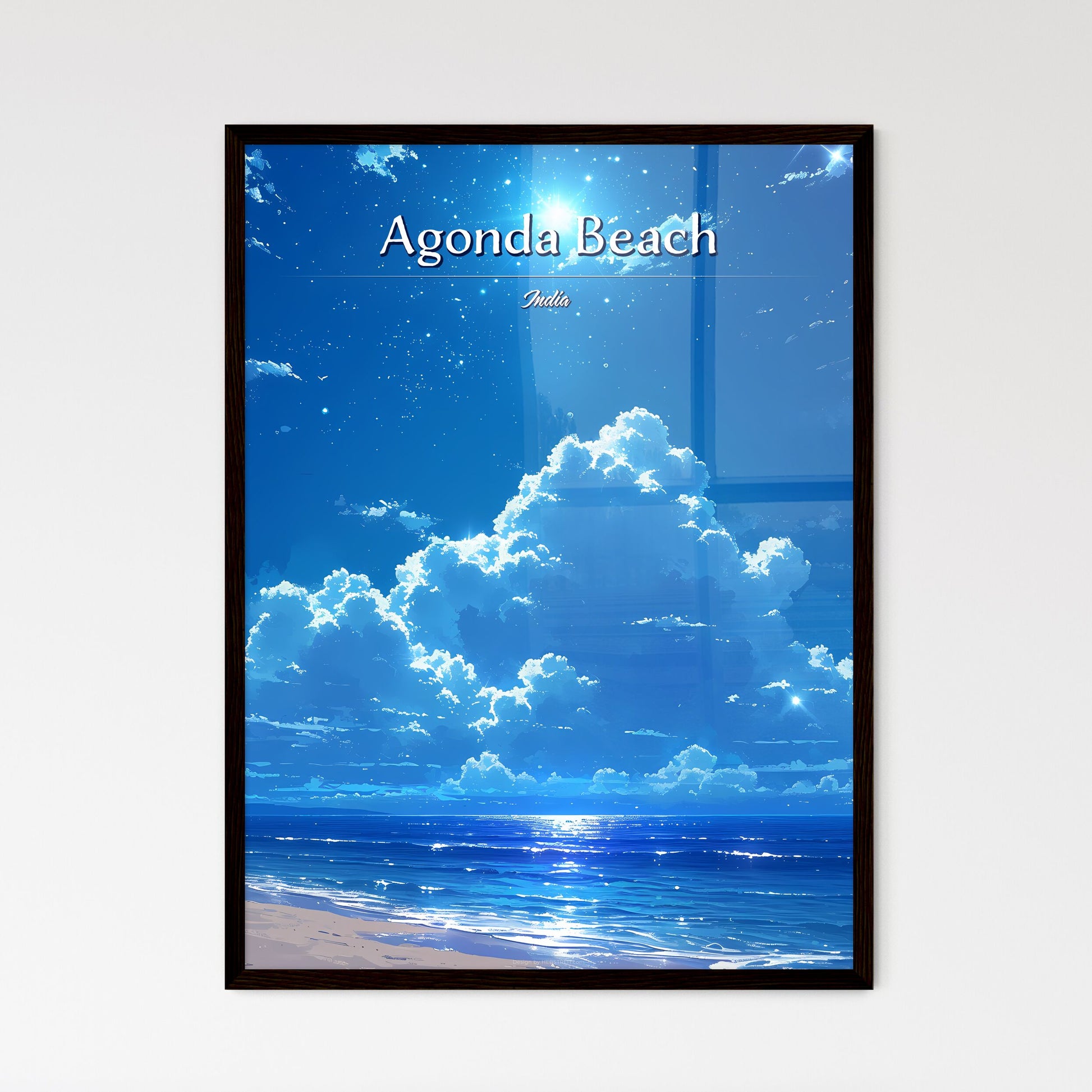 Agonda Beach - Art print of a blue sky w - Framed Art Print