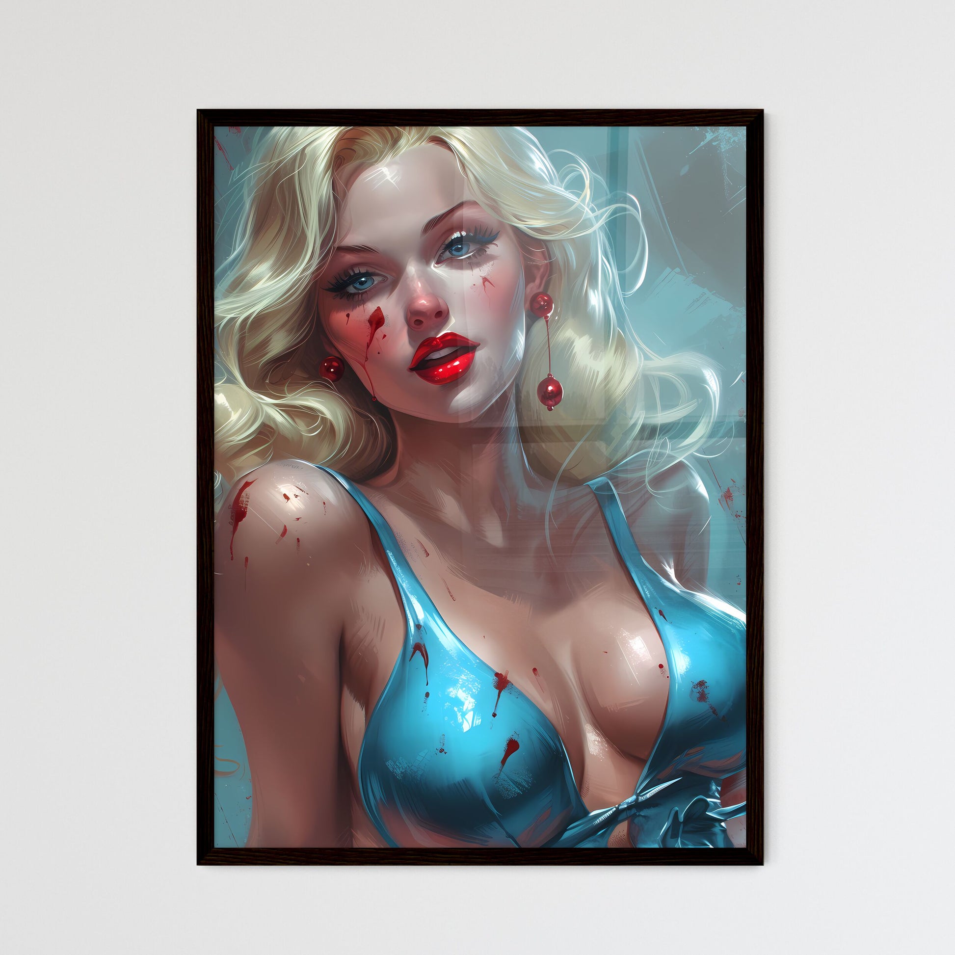 Pin up girl - Art print of a woman with - Framed Art Print