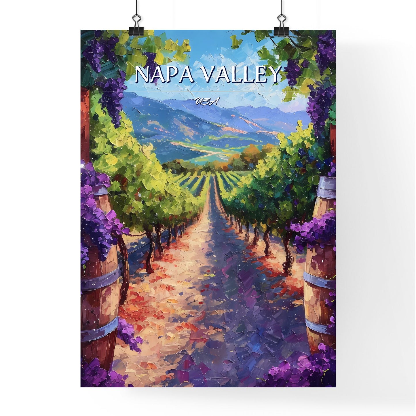 Napa Valley, USA - Art print of a painting of a vineyard Default Title