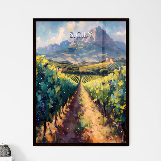 Sicily, Italy - Art print of a painting of a vineyard Default Title