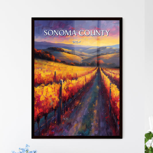 Sonoma County, USA - Art print of a painting of a vineyard Default Title