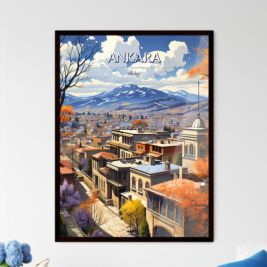 Ankara, Turkey - Art print of a city with trees and mountains in the background Framed Art
