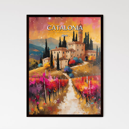 Catalonia, Spain - Art print of a painting of a house in a vineyard Default Title