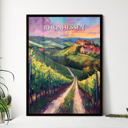 Rheinhessen, Germany - Art print of a painting of a landscape with a road and a house Default Title