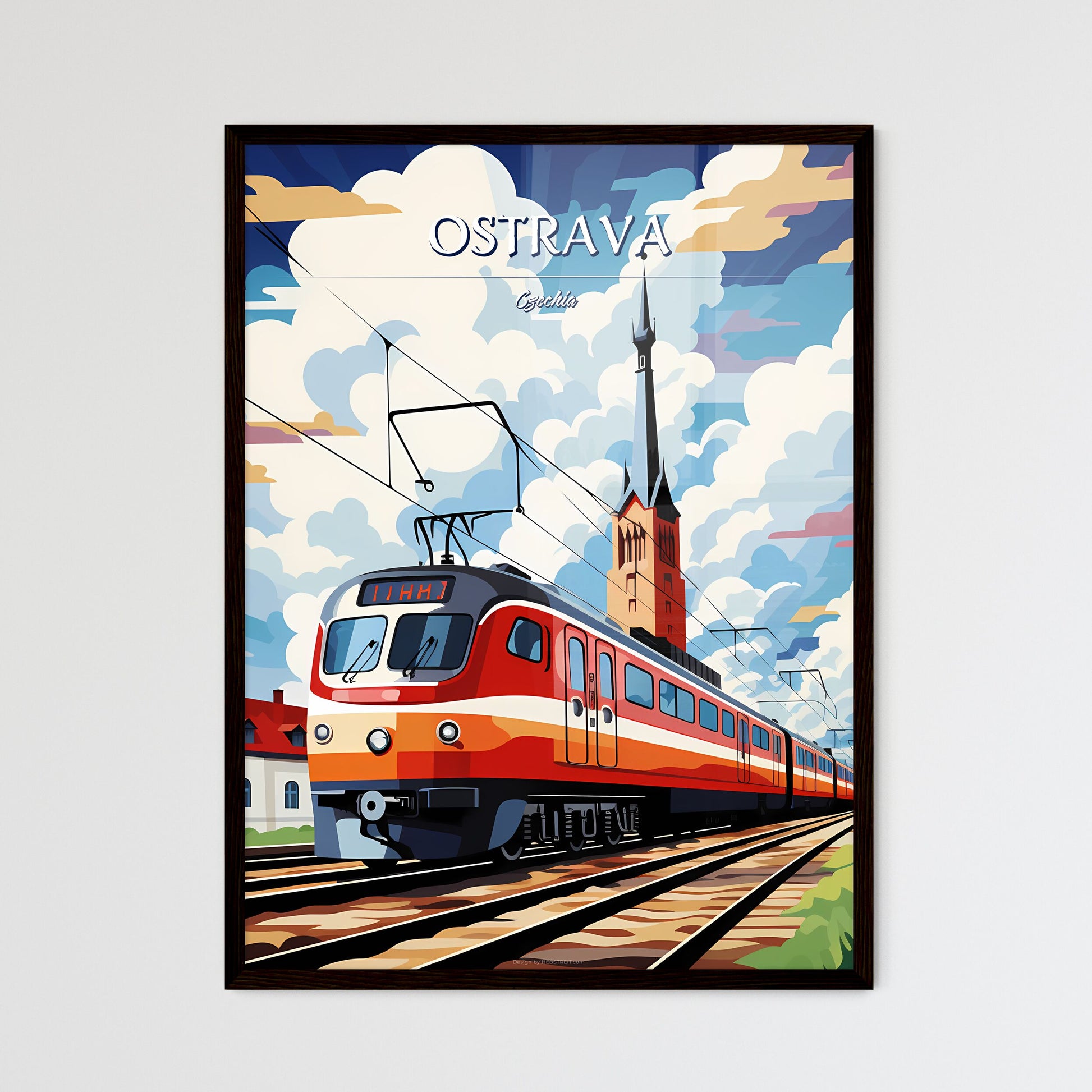 Ostrava, Czechia - Art print of a train on the tracks Framed Art