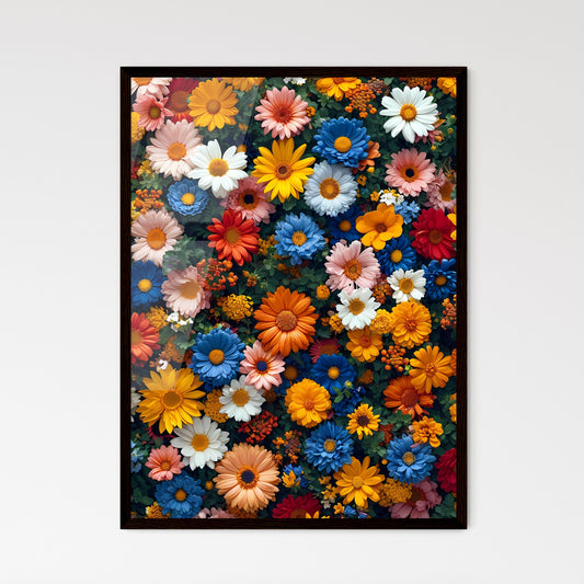 Retro colorful daisy flat pattern - Art prin - Framed Art Print