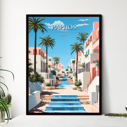Paphos, Cyprus - Art print of a water way between buildings Framed Art