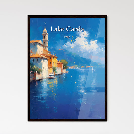 Lake Garda, Italy - Art print of a painting of a town next to a body of water Default Title