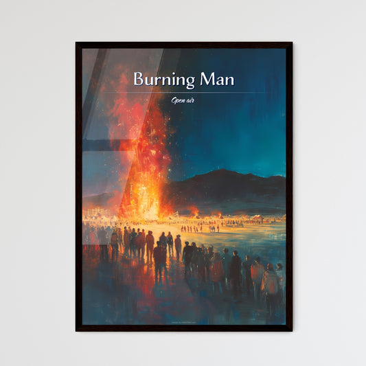 Burning Man - Art print of a large group of people watching a large fire Default Title