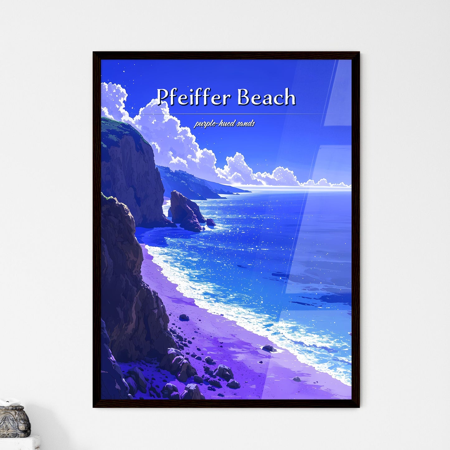 Pfeiffer Beach - Art print of a rocky beac - Framed Art Print