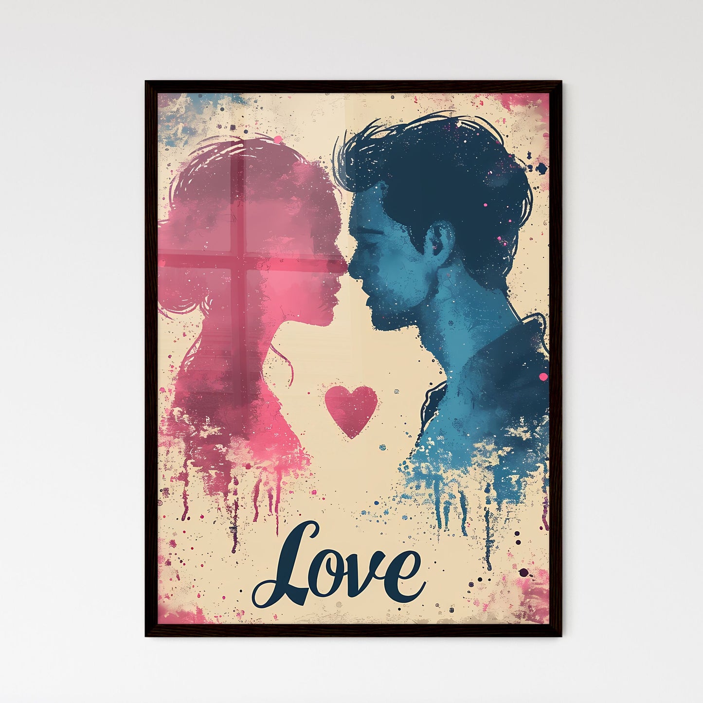 Cute pastel Love illustration - Art print of - Framed Art Print
