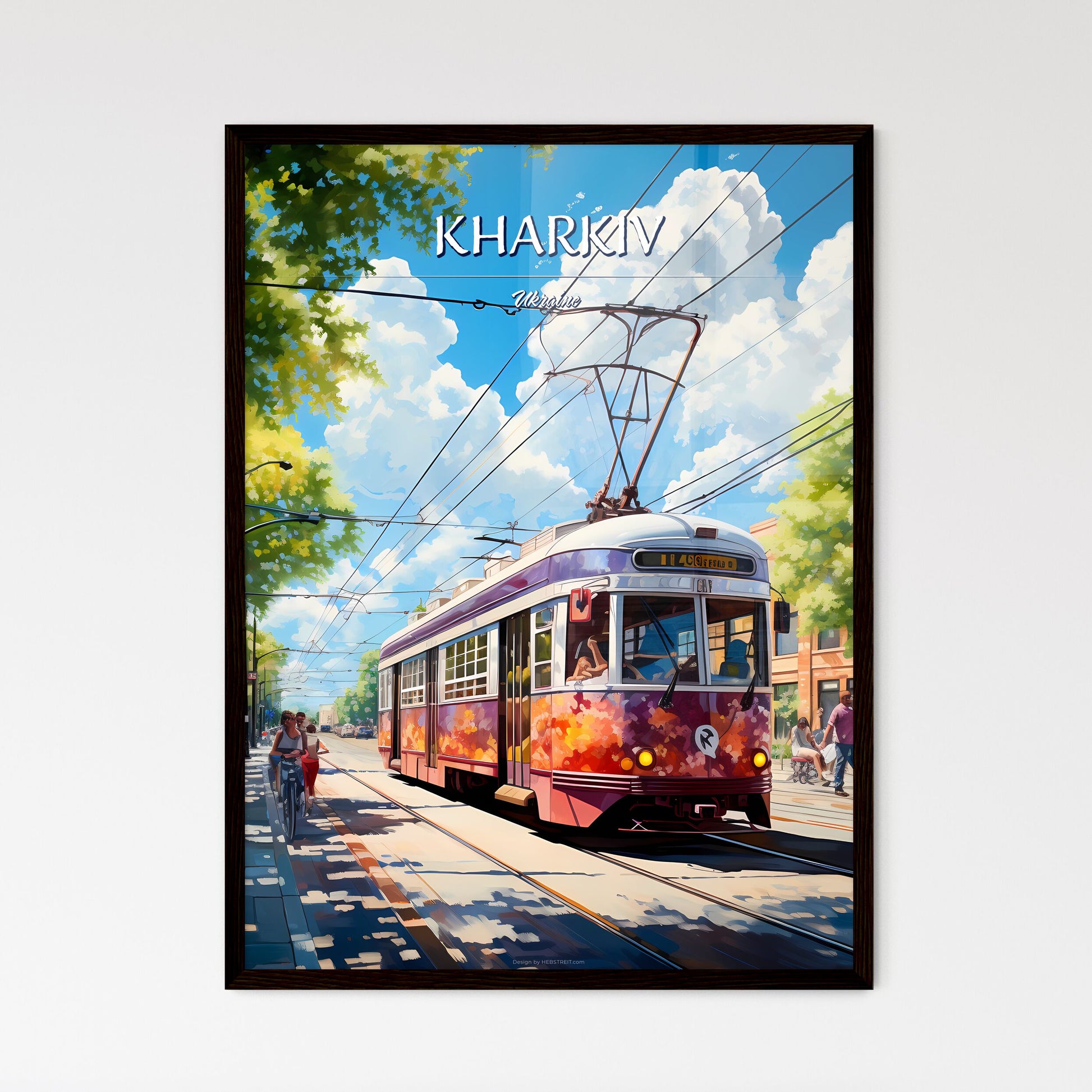 Kharkiv, Ukraine - Art print of a trolley on a street Framed Art