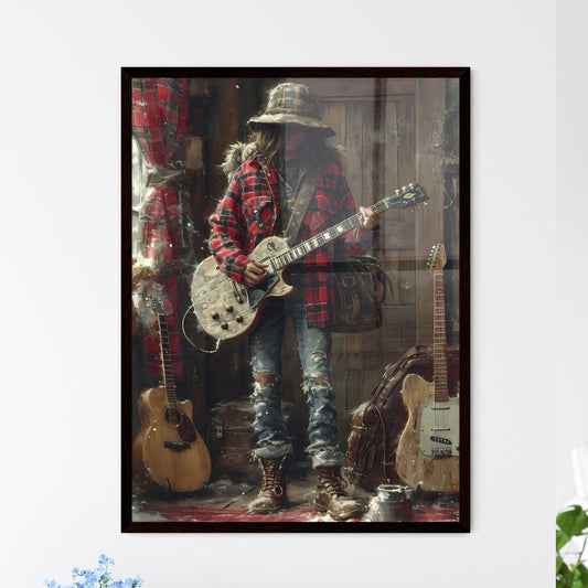 A trendy rocker guy - Art print of a person holding a guitar Default Title