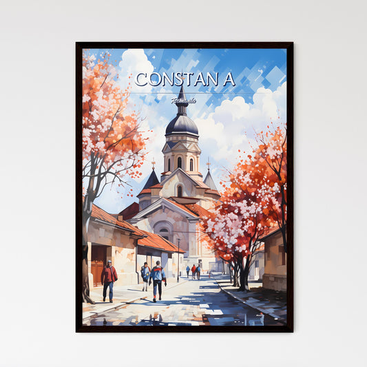 Constanța, Romania - Art print of a street with trees and a building Framed Art