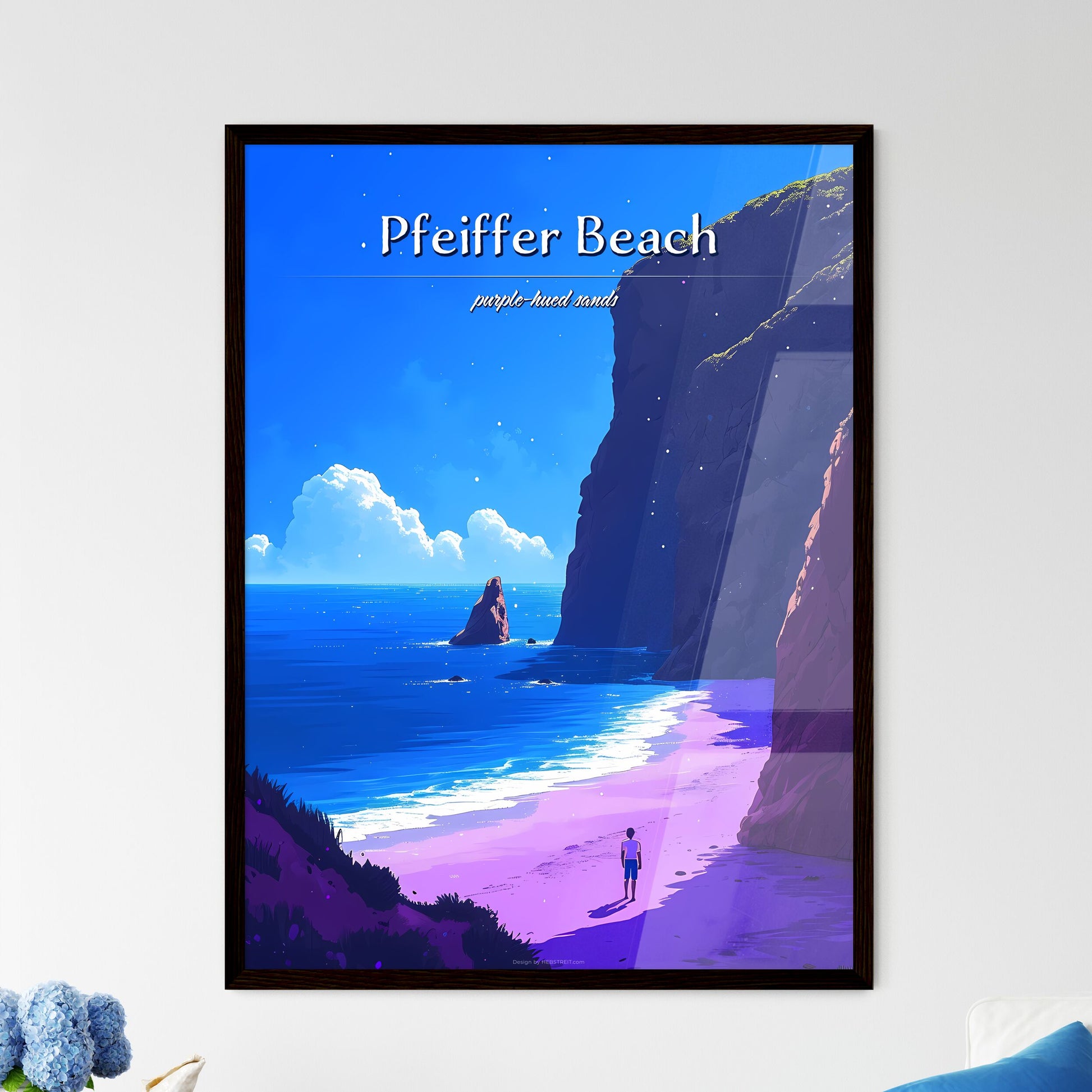 Pfeiffer Beach - Art print of a person wal - Framed Art Print