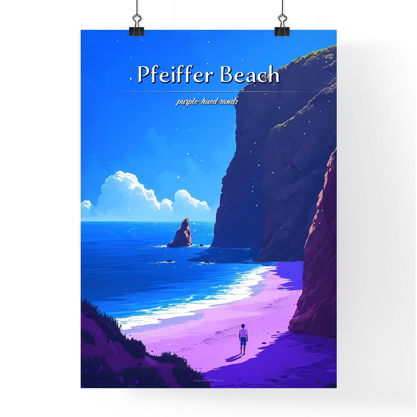 Pfeiffer Beach - Art print of a person walking on a beach Default Title