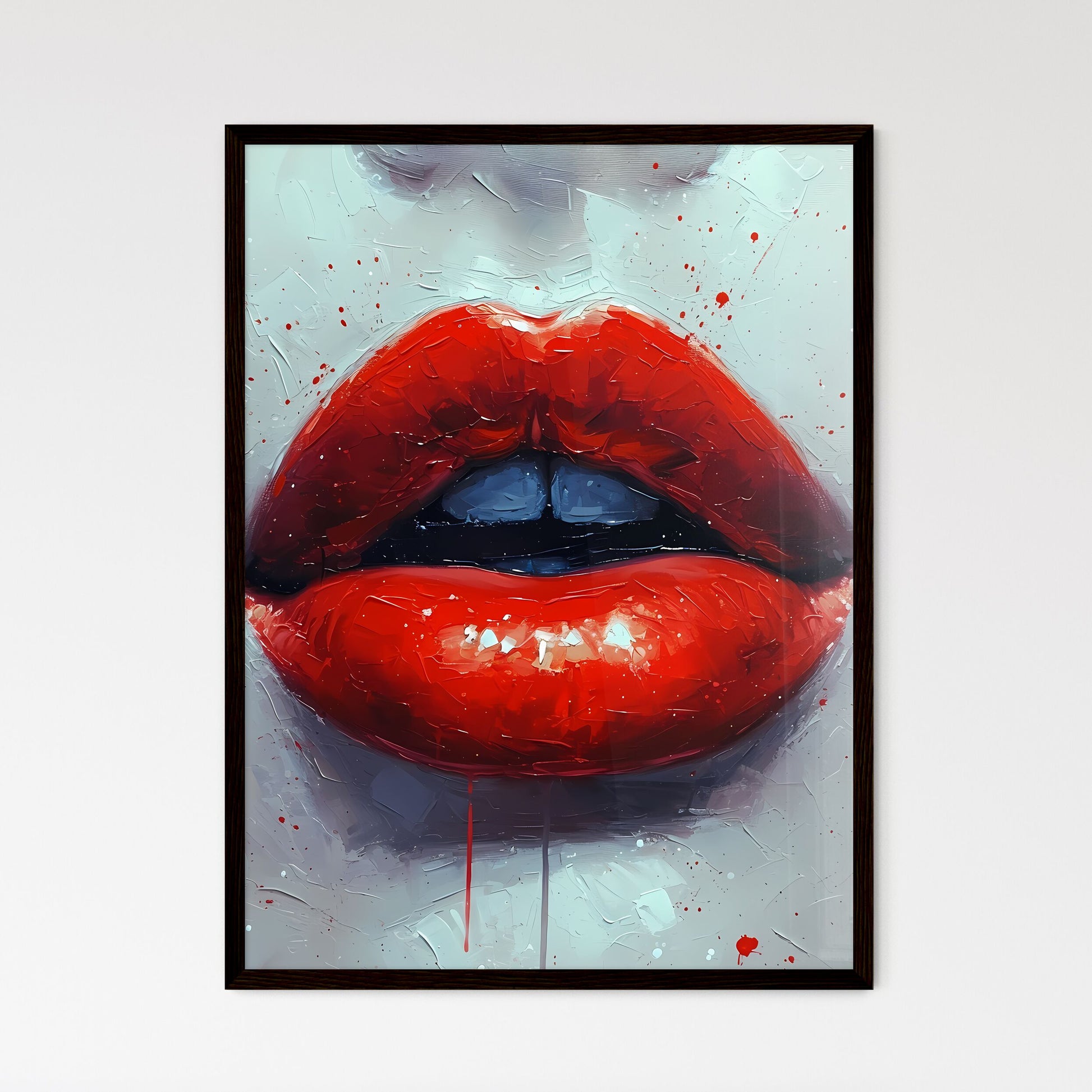 Vibrant red lips pop - Art print of a close  - Framed Art Print