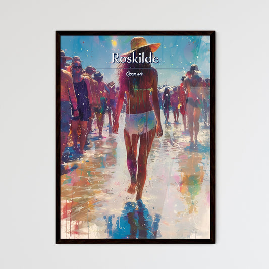 Roskilde - Art print of a woman in a swimsuit walking on a beach Default Title