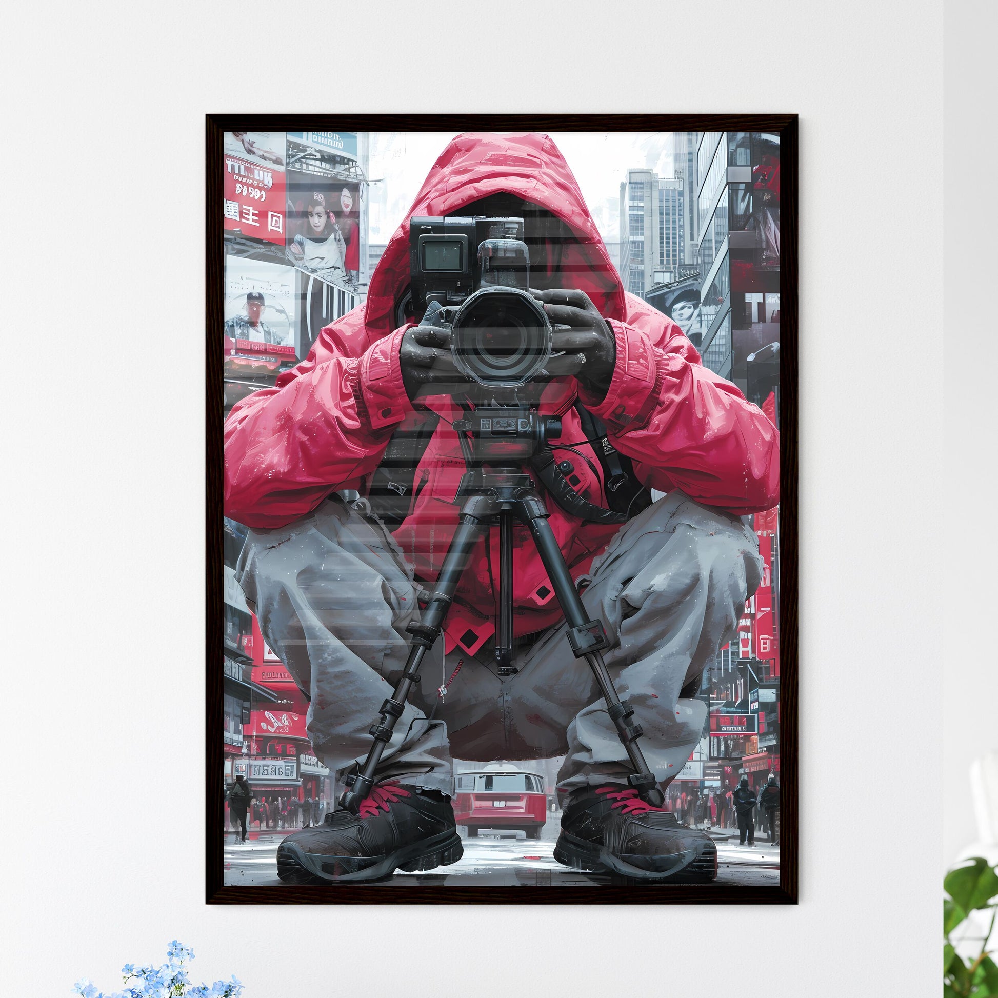 A trendy young person records - Art print of - Framed Art Print