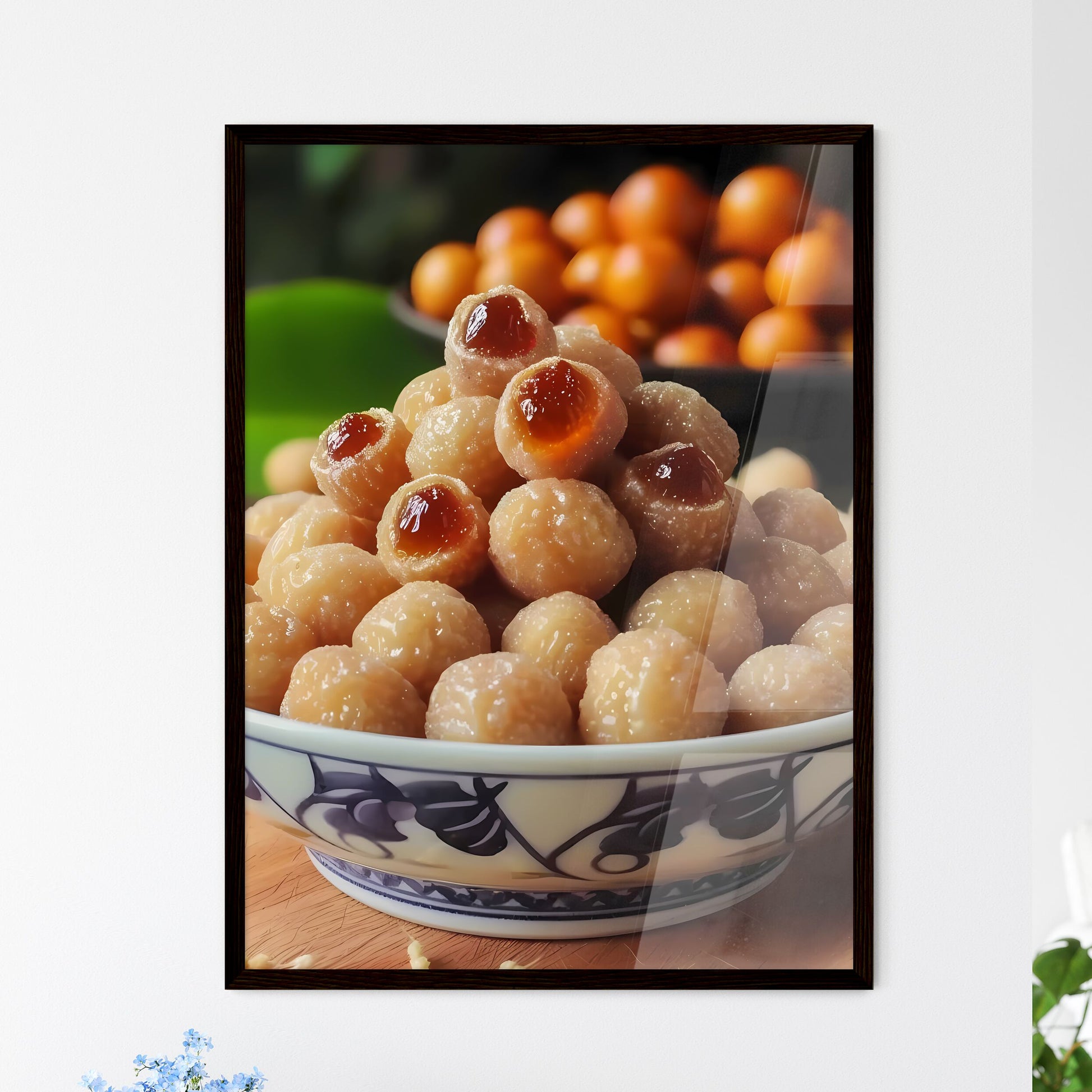 Dried longan, ultra high definition - Art print of a bowl of food on a wood surface Default Title