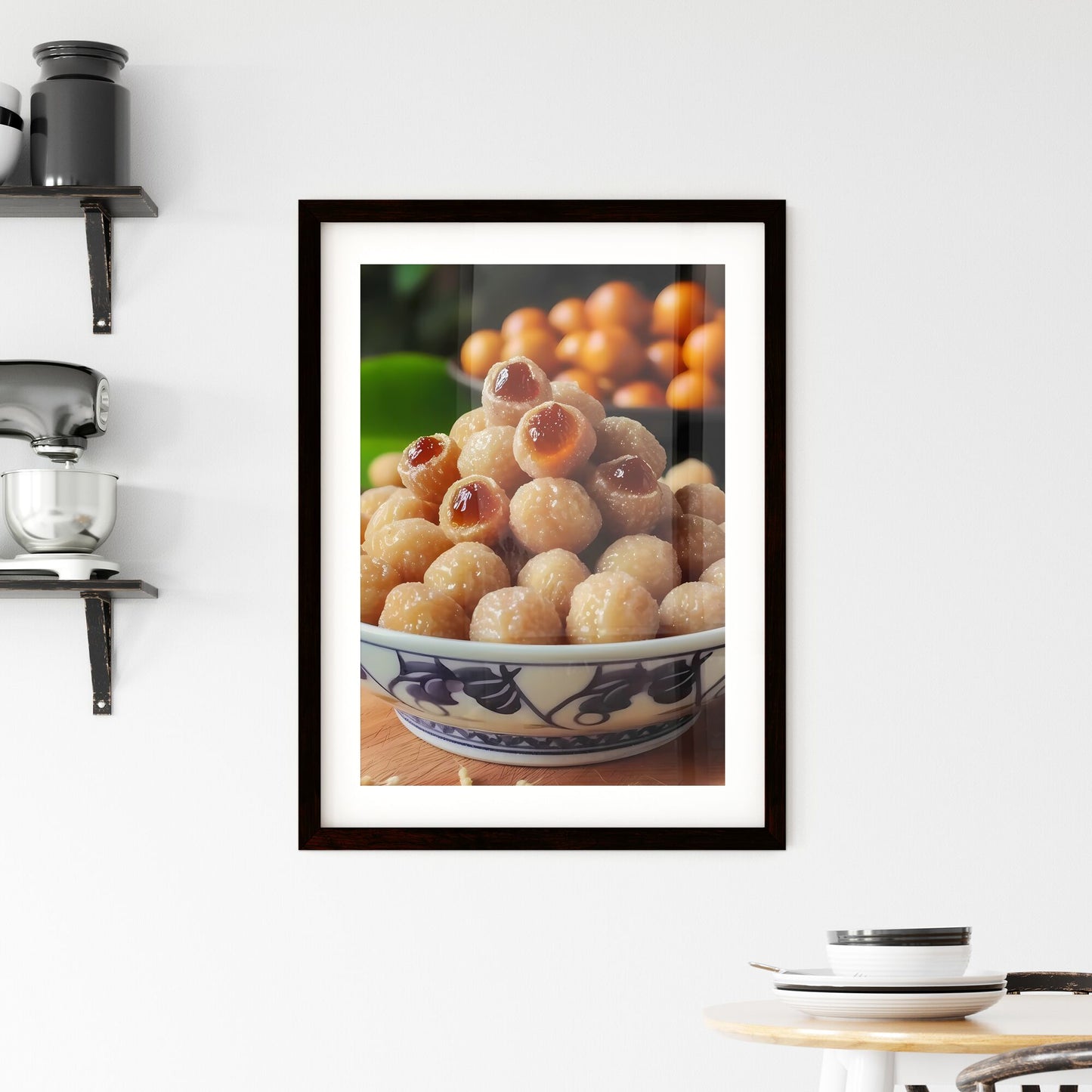 Dried longan, ultra high definition - Art print of a bowl of food on a wood surface Default Title