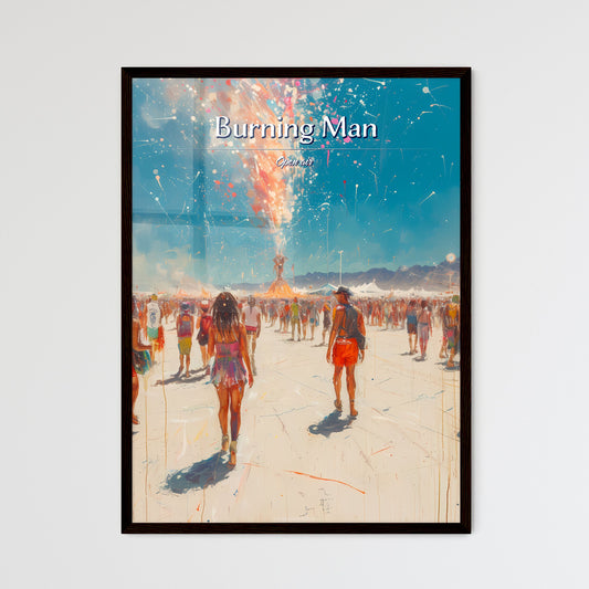 Burning Man - Art print of a large crowd of people walking in front of a firework explosion Default Title