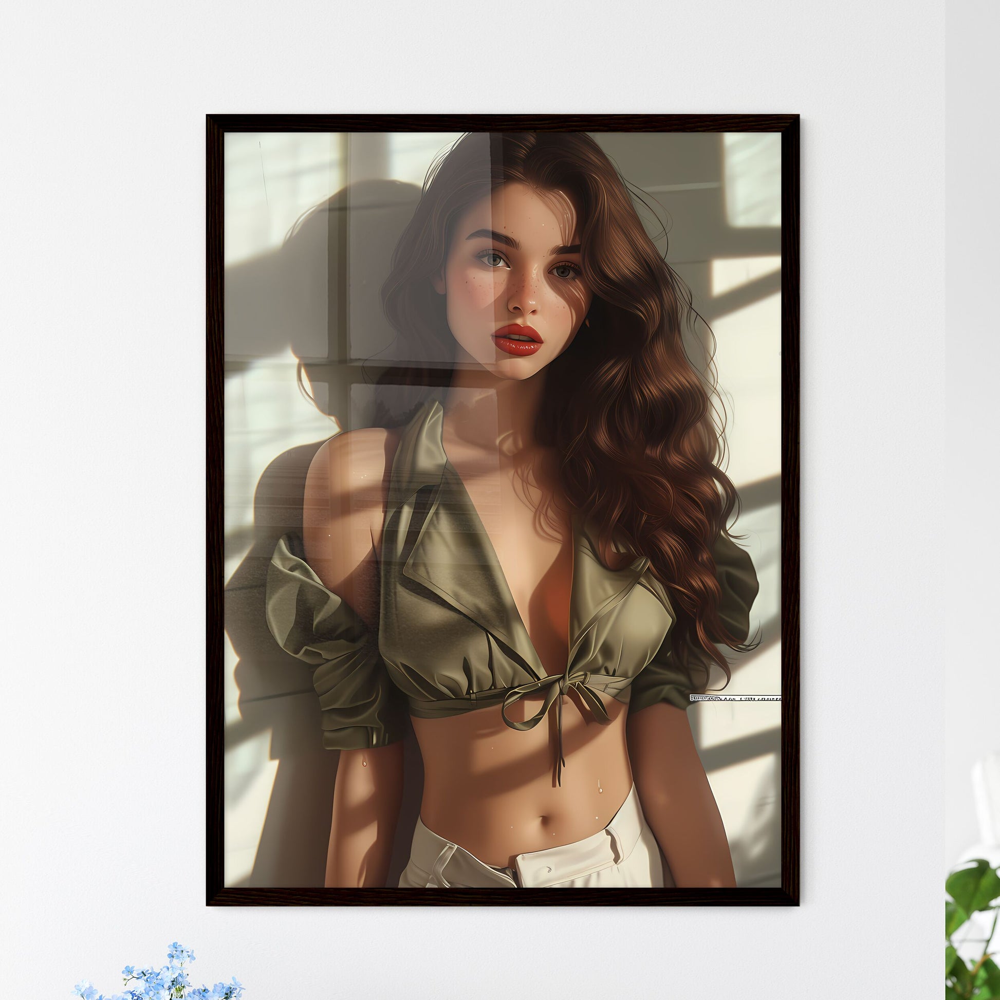 The vintage pin up girl isolated on white - Framed Art Print