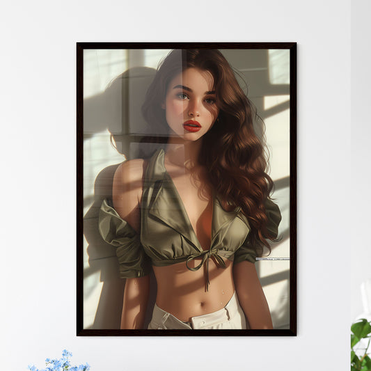 The vintage pin up girl isolated on white - Framed Art Print
