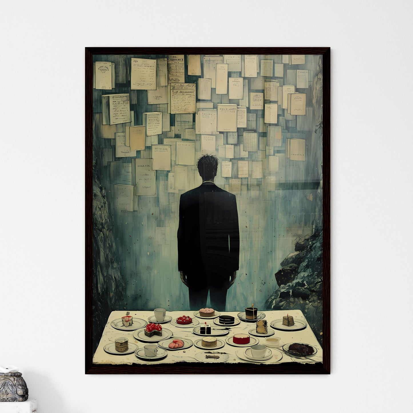 View from above on a laid table Framed Print