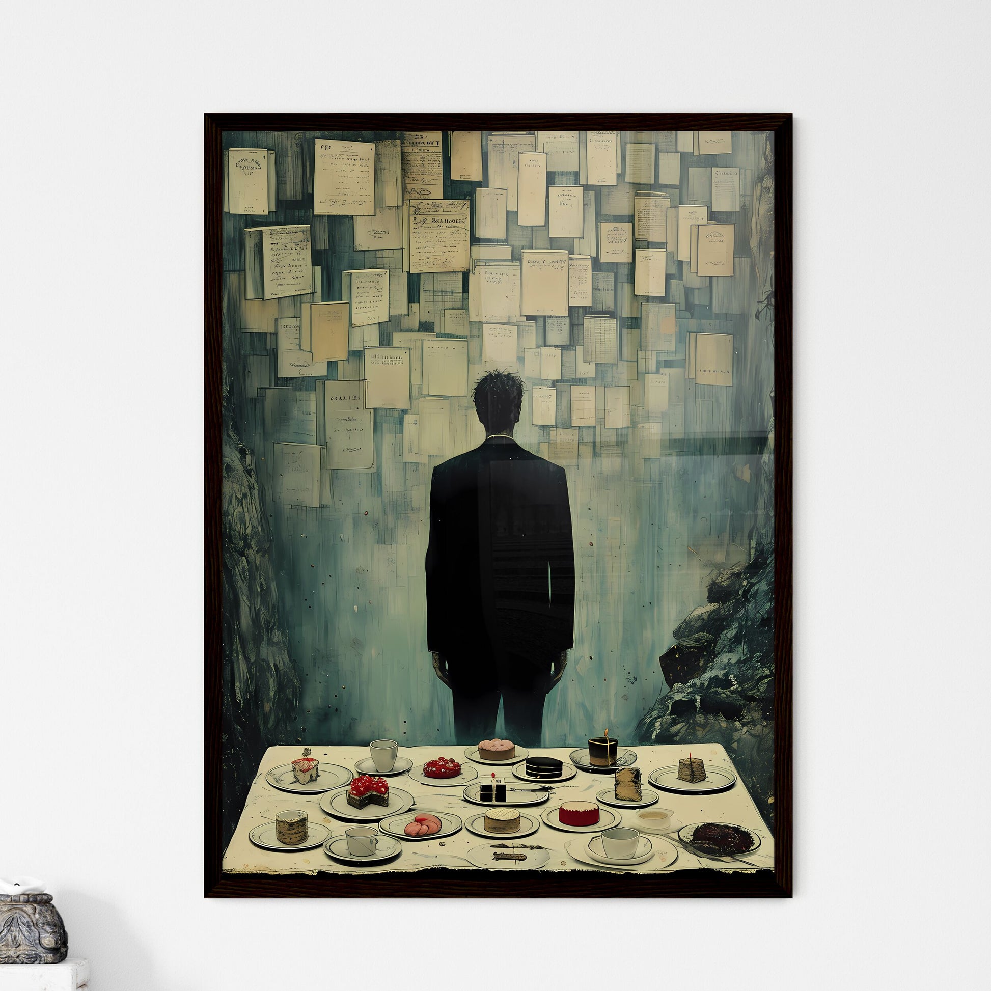 View from above on a laid table Framed Print