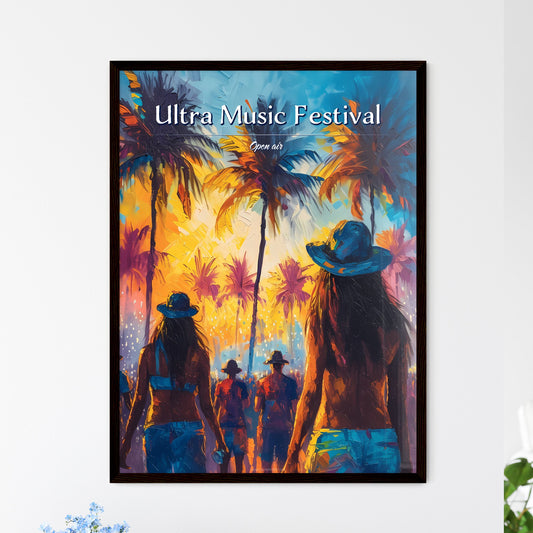 Ultra Music Festival - Art print of a painting of people walking in front of palm trees Default Title