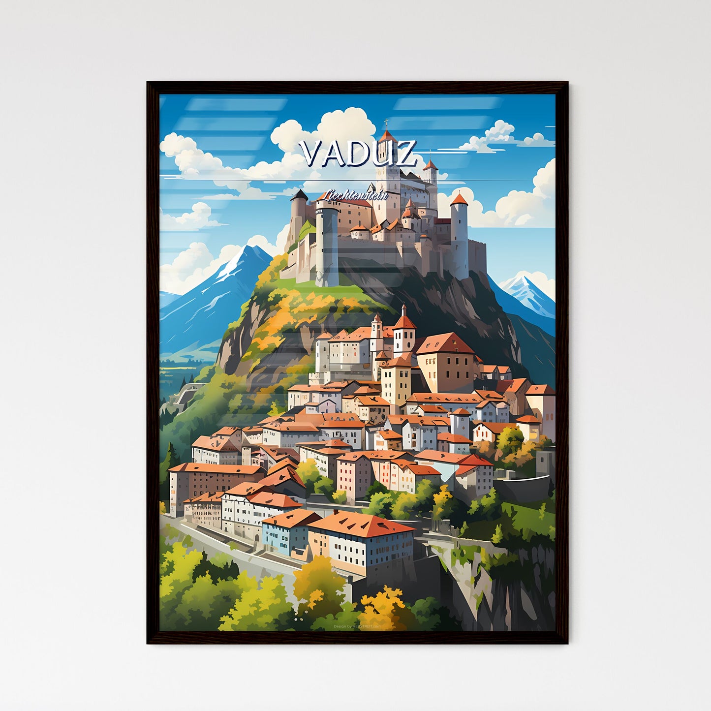 Vaduz, Liechtenstein - Art print of a castle on a hill Framed Art