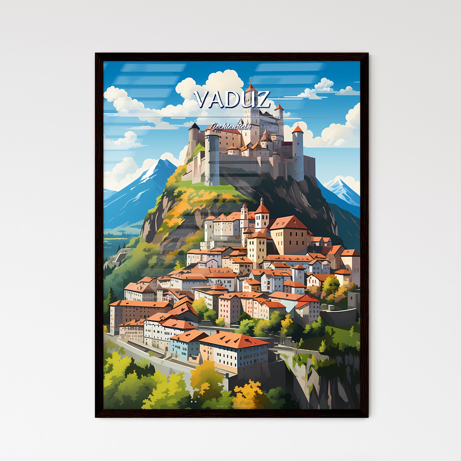 Vaduz, Liechtenstein - Art print of a castle on a hill Framed Art